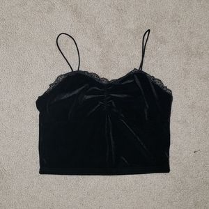 Black Velvet Cami w/ Lace Details